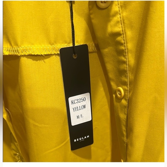 NWT,Balulah,WILD Yellow, Ruffled Bell Sleeve,Button-Front Tunic Dress, Size M/L - Picture 5 of 7